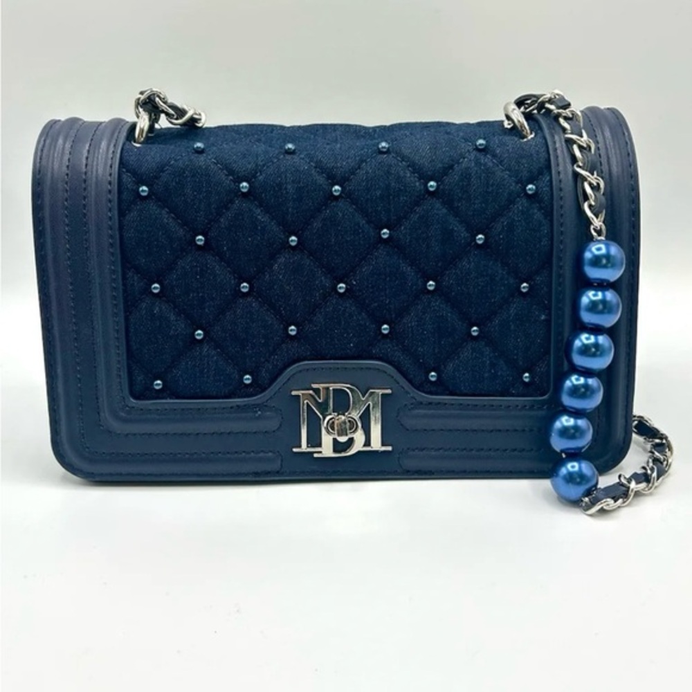 Badgley Mischka Navy Blue Quilted Women Bag
